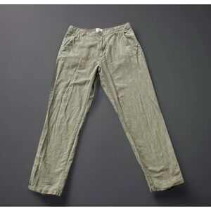 H&M Linen Blend Elastic Drawstring Size 32 Pants Button/Zip Coupe standard Cuff